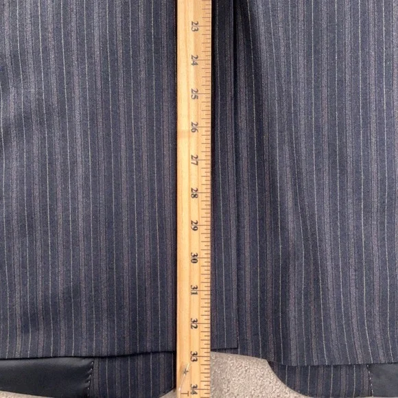 Stafford Executive Suit Mens 44L 36W 30L Navy Pinstripe 2 Button Office Wool